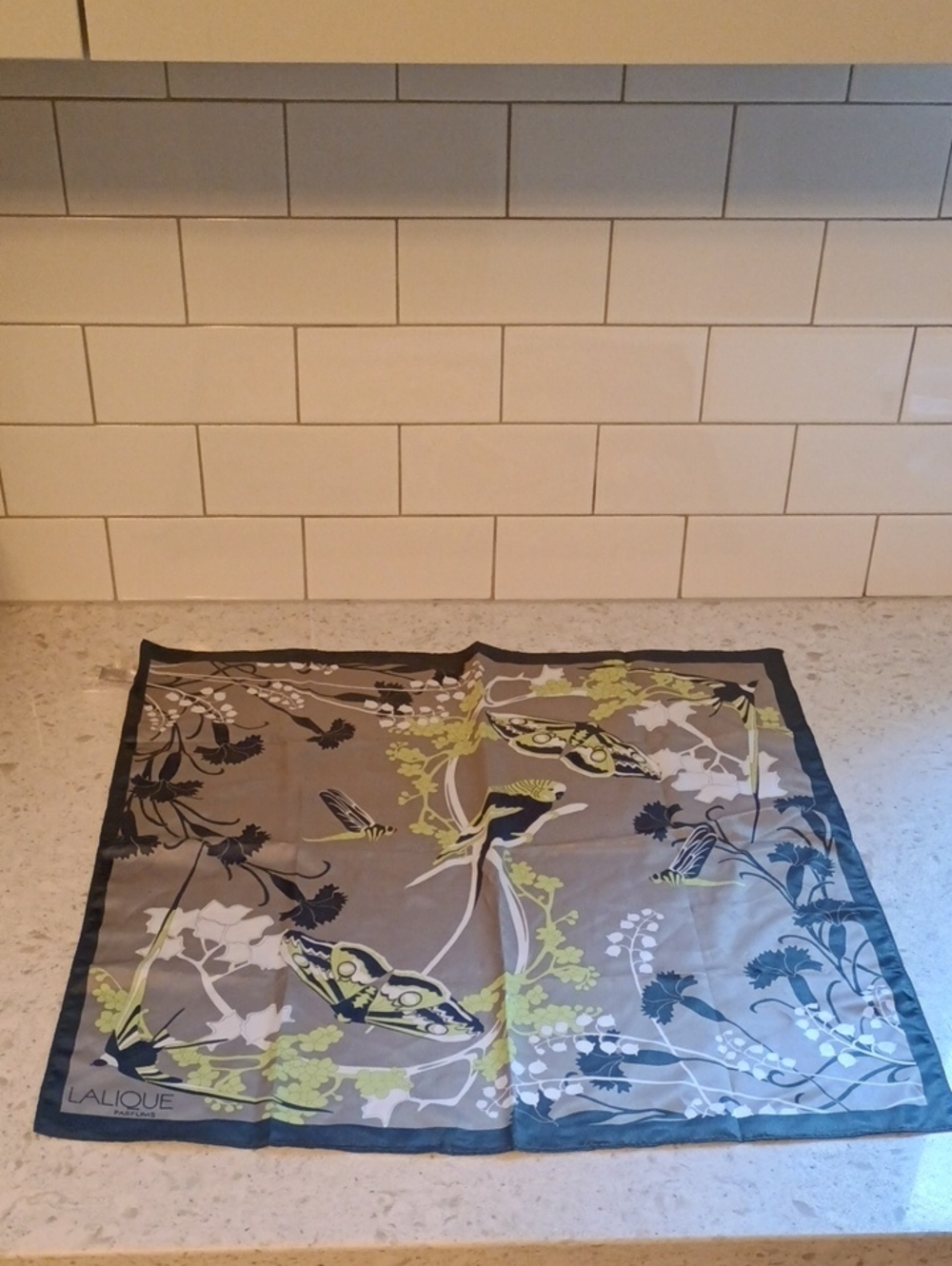 Stunning Lalique Parfums Square Silk/ Polyester Scarf 19"